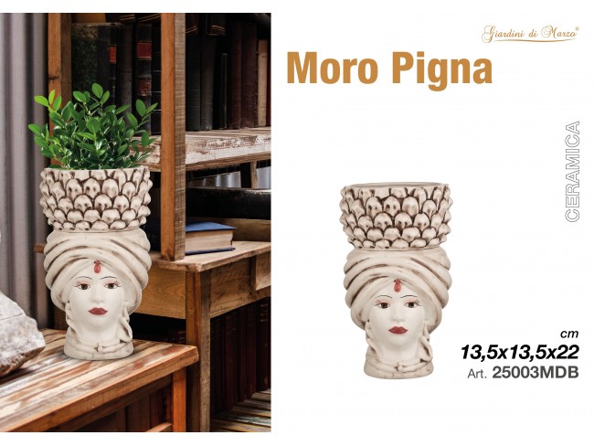 VASETTO TESTA DI MORO CON PIGNA GIARDINI DI MARZO CM. 22 DONNA