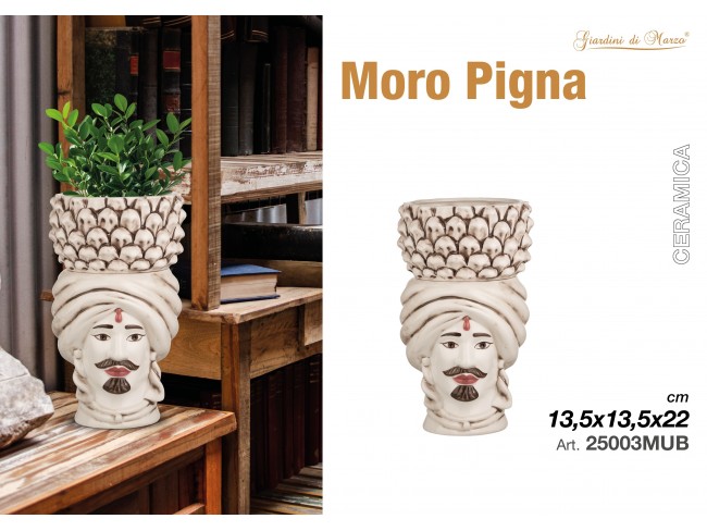 VASETTO TESTA DI MORO CON PIGNA GIARDINI DI MARZO CM. 22 UOMO
