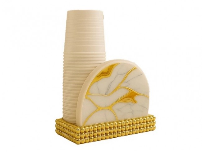 GIARDINI DI MARZO LINEA MARGOT MARMO GOLD PORTABICCHIERI
