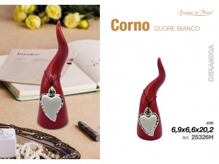 GIARDINI DI MARZO CORNO ROSSO MEDIO CON CUORE SACRO BIANCO