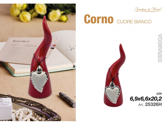 GIARDINI DI MARZO CORNO ROSSO MEDIO CON CUORE SACRO BIANCO