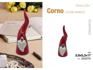 GIARDINI DI MARZO CORNO ROSSO PICCOLO CON CUORE SACRO BIANCO