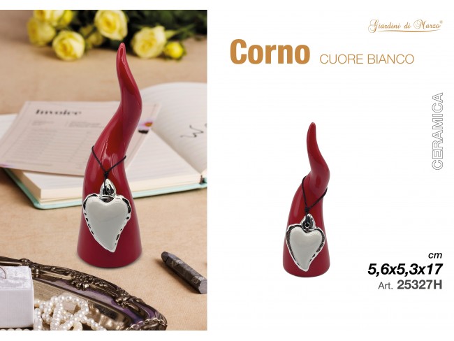 GIARDINI DI MARZO CORNO ROSSO PICCOLO CON CUORE SACRO BIANCO