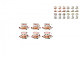TAZZINE CAFFE' CON PIATTINO BORELLA DECORO KELLY X 6