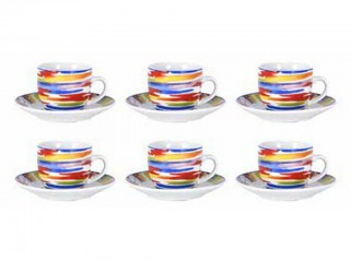 TAZZINE CAFFE' CON PIATTINO BORELLA DECORO MILOS X 6