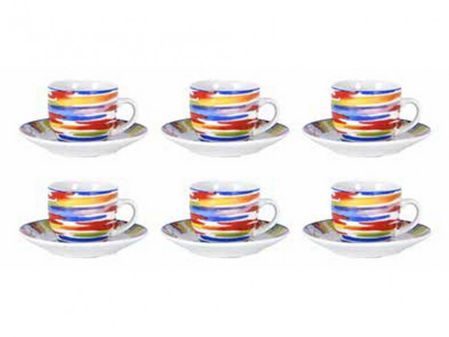 TAZZINE CAFFE' CON PIATTINO BORELLA DECORO MILOS X 6