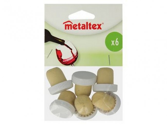 TAPPI SUGHERO TESTA PLASTICA METALTEX CONF. 6 PZ.