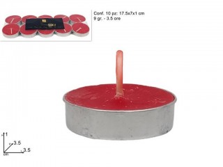 CANDELE TEA LIGHT ROSSE SET 10 PZ.