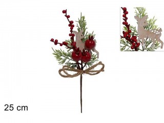 NATALE SPILLONE BACCHE CON CERBIATTO CM. 25