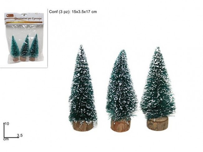 PRESEPE ALBERI INNEVATI 3 PZ CM 10