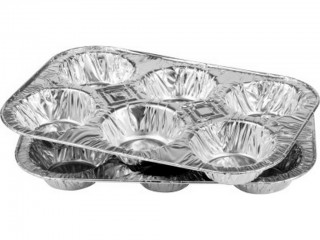 FORMINE DOLCI ALLUMINIO PER 6 MUFFIN CM. 28X19X3 SET 2 PZ.