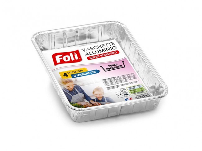 CONTENITORI VASCHETTE TEGLIE ALLUMINIO MONOUSO RETTANGOLARI 4 PORZIONI X 2 PZ.