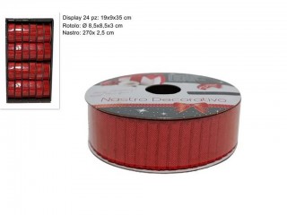 NASTRO TESSUTO RIGATO ROSSO CM 2.5X270