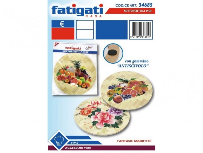 SOTTOPENTOLA MDF TONDO FATIGATI CM. 19.5