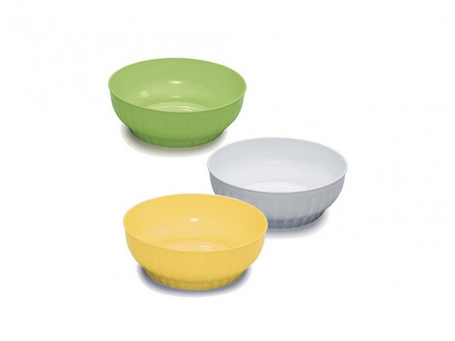 INSALATIERA PLASTICA COSTOLATA CM. 18 BIANCO/COLOR