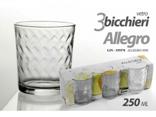 BICCHIERI GICOS ALLEGRO ACQUA ML. 250 X 3