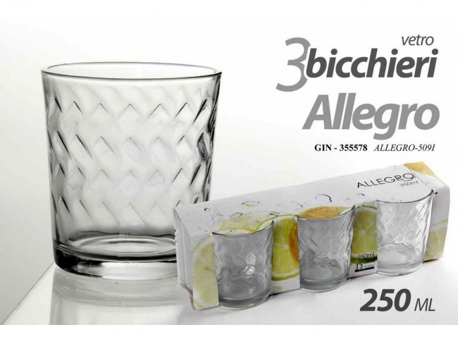 BICCHIERI GICOS ALLEGRO ACQUA ML. 250 X 3