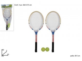 RACCHETTE TENNIS SET 2 PZ. CON 2 PALLINE