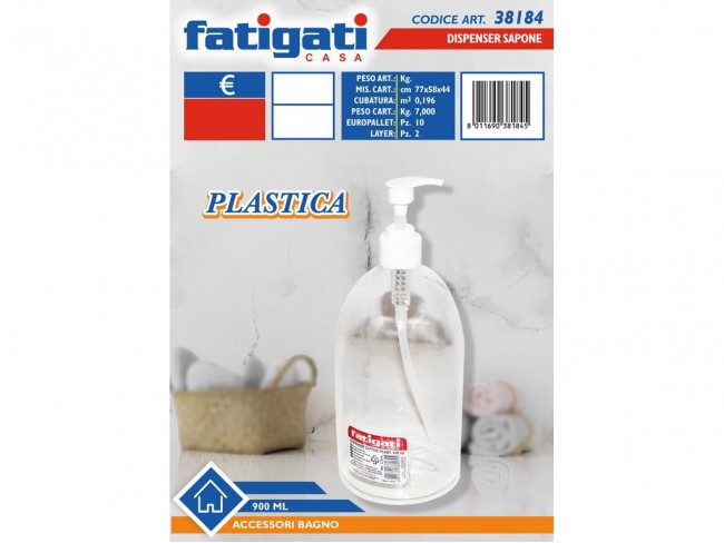 DOSATORE DISPENSER SAPONE LIQUIDO PLASTICA ML. 900 FATIGATI