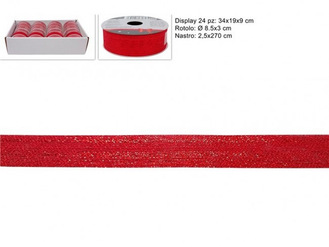 NASTRO LAMINATO RIGATO ROSSO 2.5X270 CM.