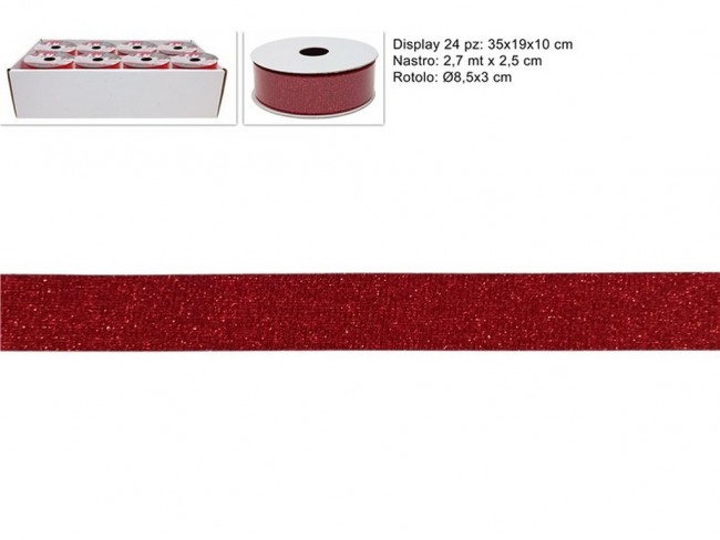 NASTRO GLITTERATO ROSSO 2.5X270 CM.