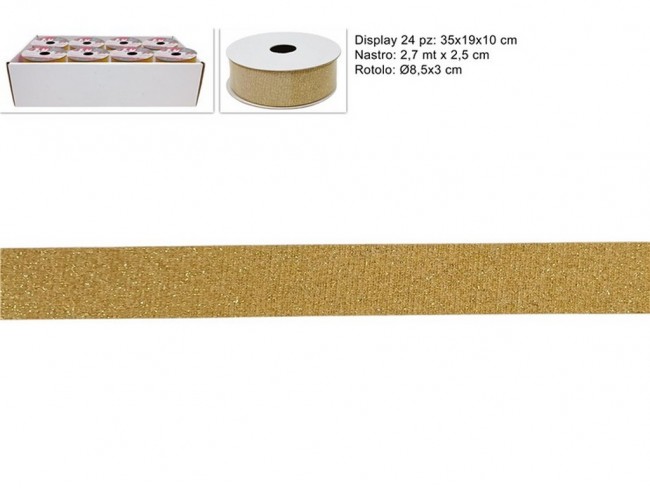 NASTRO GLITTERATO ORO 2.5X270 CM.