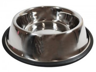 CIOTOLA ANIMALI INOX CON GOMMA ANTISCIVOLO CM 23