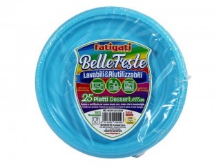 PIATTI PLASTICA RIUTULIZZABILI DESSERT 25 PZ. CELESTE