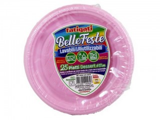 PIATTI PLASTICA RIUTULIZZABILI DESSERT 25 PZ. ROSA