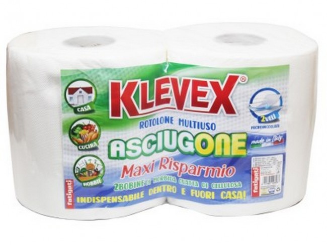 CARTA CUCINA ROTOLO BOBINA ASCIUGONE KLEVEX MAXI 2 PZ.