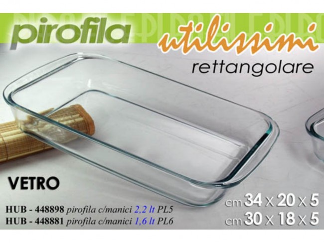 PIROFILA VETRO GICOS RETT. CM. 34.5X21X5 LT. 2.2