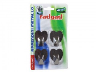 GANCI FATIGATI ADESIVI INOX FORMA CUORE 4 PZ.