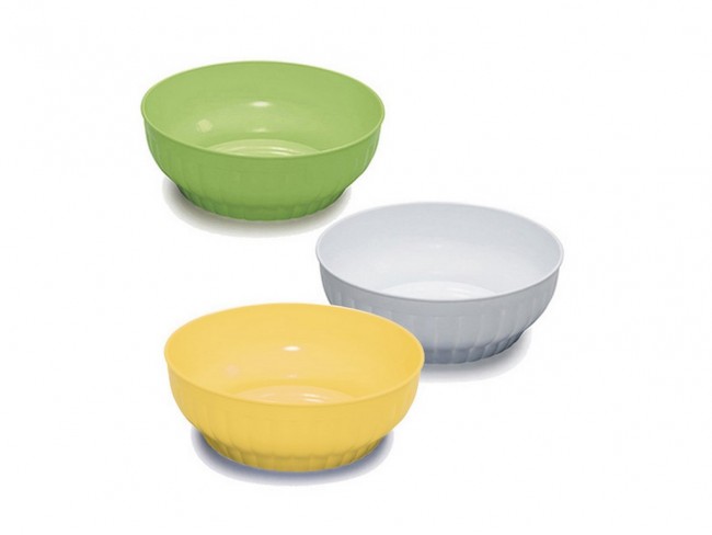 INSALATIERA PLASTICA COSTOLATA CM. 22 BIANCO/COLOR