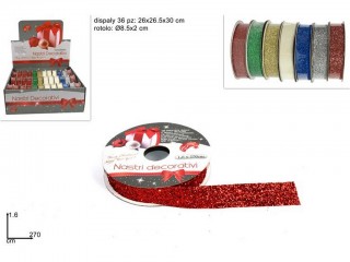 NATALE NASTRINO GLITTERATO CM. 1.6 X 270