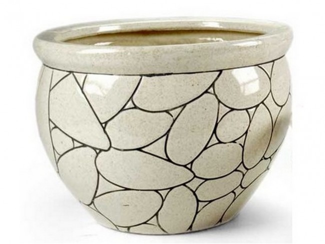 CACHEPOT GASPO GICOS PORCELLANATO CIOTOLATO BIANCO ART. 450341 CM. 30x21