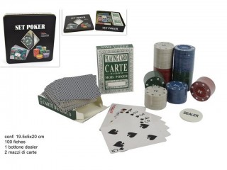 GIOCO POKER CON CARTE E FICHES IN SCATOLA DUE ESSE