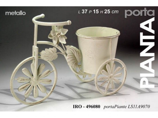 PORTAPIANTA GICOS BICI FERRO BIANCO 