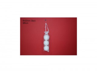 PALLINE ALBERO DI NATALE CM. 6 GLITTERATE BIANCHE SET 3 PZ.