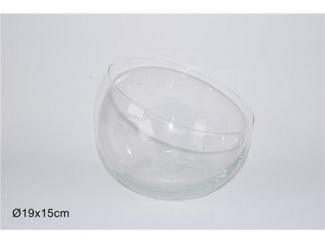 VASO FIORI DUE ESSE VETRO SFERA TAGLIO OBLIQUO CM 15