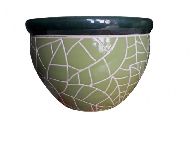 CACHEPOT GASPO GICOS PORCELLANATO CIOTOLATO VERDE ART. 530470 CM. 30x21