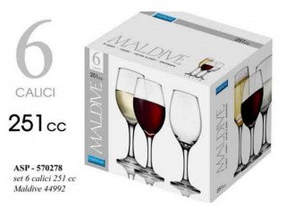 BICCHIERI GICOS CALICE MALDIVE VINO 251 CC X 6