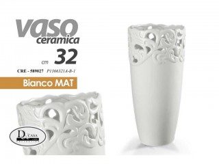 VASO FIORI GICOS BIANCO TRAFORATO CM. 32
