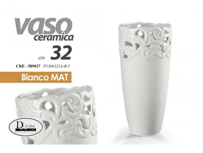 VASO FIORI GICOS BIANCO TRAFORATO CM. 32