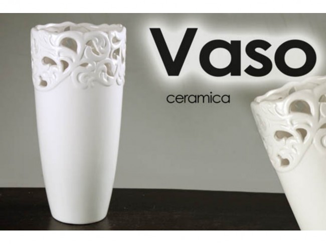 VASO FIORI GICOS BIANCO TRAFORATO CM. 24