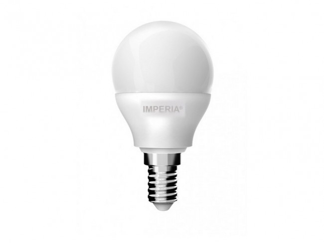 LAMPADINA IMPERIA LED E14 SFERA 6W=42W LUCE CALDA
