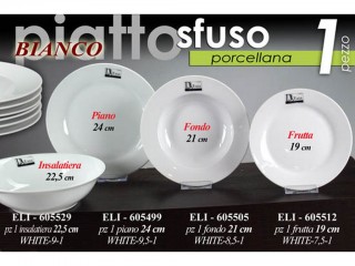 PIATTI GICOS PORCELLANA BIANCO FONDI CM. 21 SET 6 PZ.