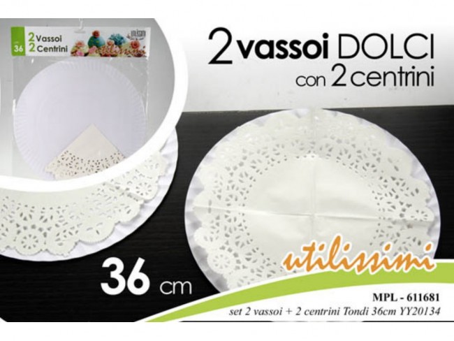 VASSOI CARTONCINO TONDI CON 2 SOTTOTORTA