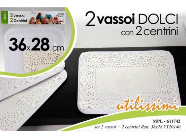VASSOI CARTONCINO RETT. CON 2 SOTTOTORTA