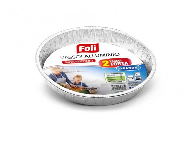 CONTENITORI VASCHETTE TEGLIE ALLUMINIO MONOUSO FORMA TORTA GRANDE X 2 PZ.