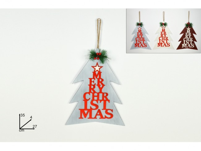 APPENDINO ALBERO LEGNO MERRY CHRISTMAS CM. 35